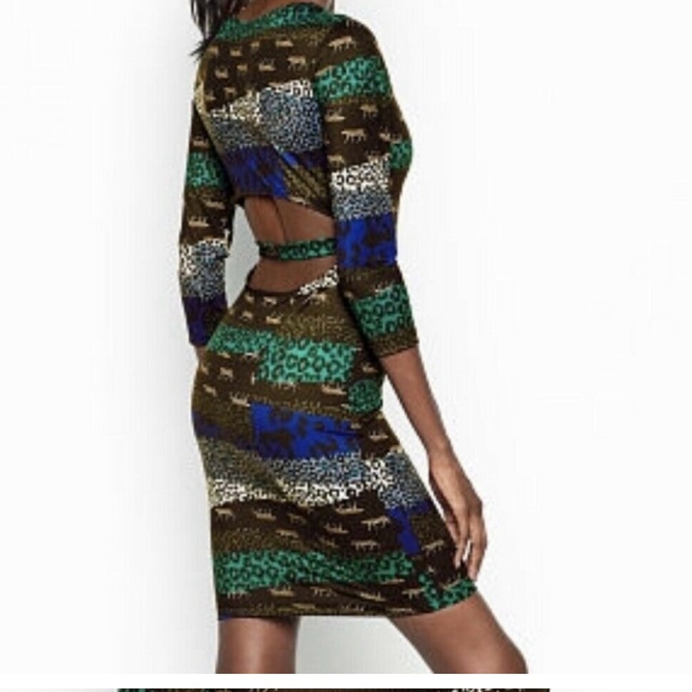 Victoria Secret Sport body con open back sheath animal print dress New